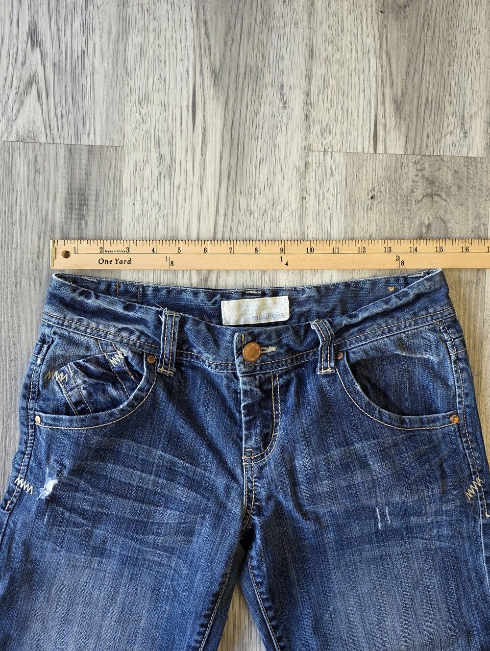 Maurices Dark Blue Distressed Cropped Jeans - Picture 6 of 12